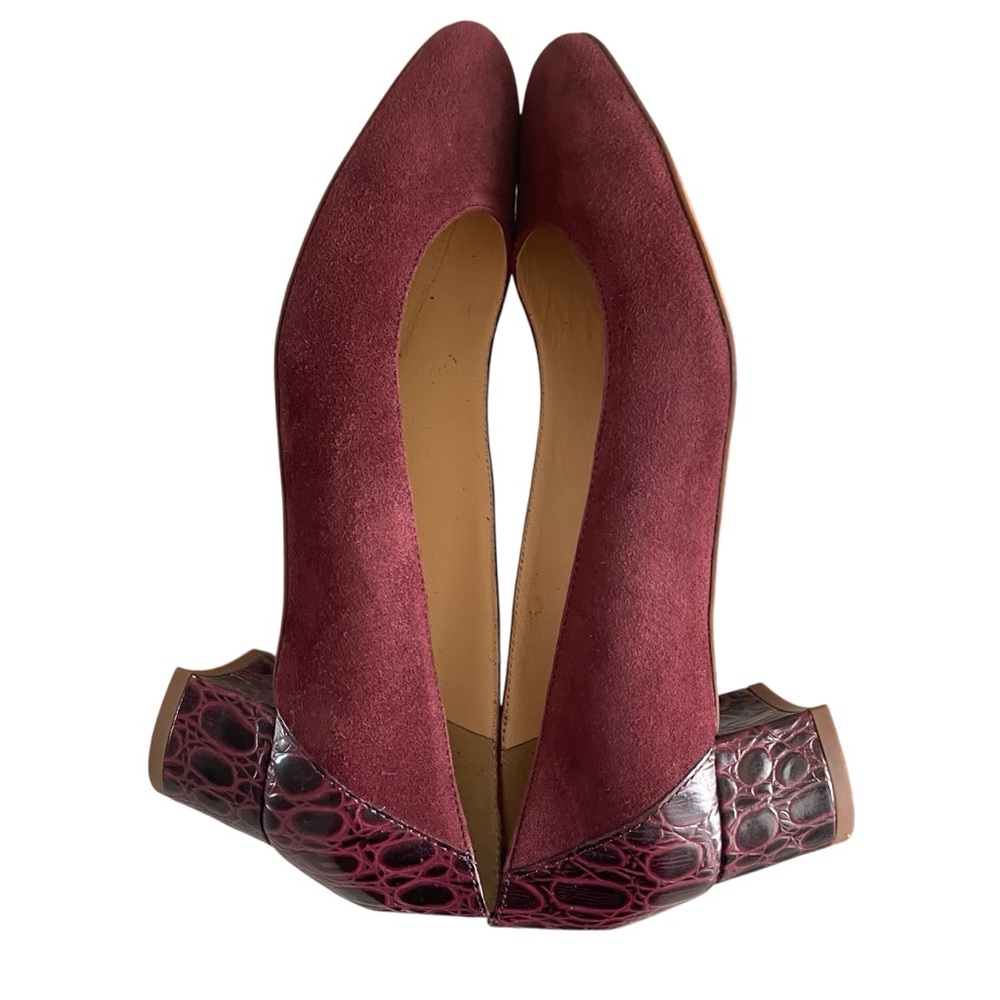 J. Crew Evelyn Pumps Croc Embossed Block Heel - Size 8.5